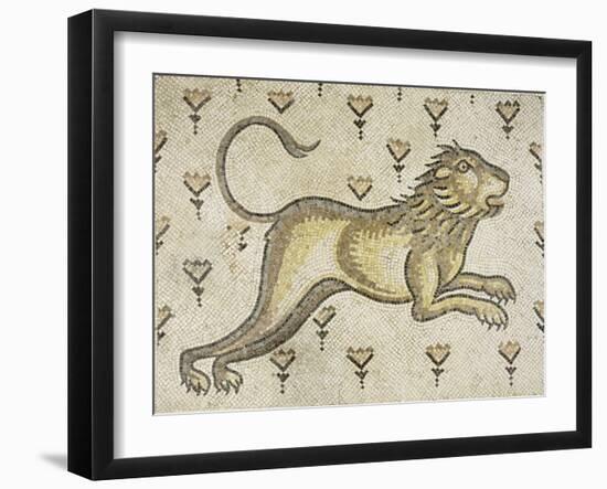 A Byzantine Marble Mosaic Panel Depicting a Lion in a Field of Flowers, circa 5th-6th Century AD-null-Framed Giclee Print