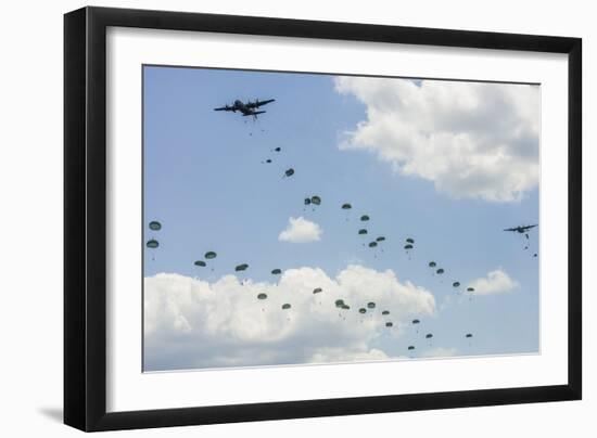 A C-130 Hercules Drop U.S. Army Airborne Troops over Maryland-null-Framed Photographic Print