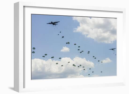 A C-130 Hercules Drop U.S. Army Airborne Troops over Maryland-null-Framed Photographic Print