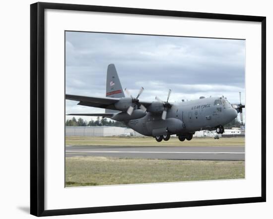 A C-130 Hercules Lands at McChord Air Force Base, Washington-Stocktrek Images-Framed Photographic Print