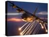 A C-130 Hercules Releases Flares During a Mission Over Kansas-Stocktrek Images-Stretched Canvas