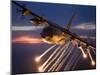 A C-130 Hercules Releases Flares During a Mission Over Kansas-Stocktrek Images-Mounted Photographic Print