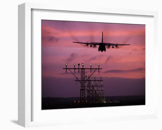 A C-130J Super Hercules Landing at Ramstein Air Base, Germany-Stocktrek Images-Framed Premium Photographic Print