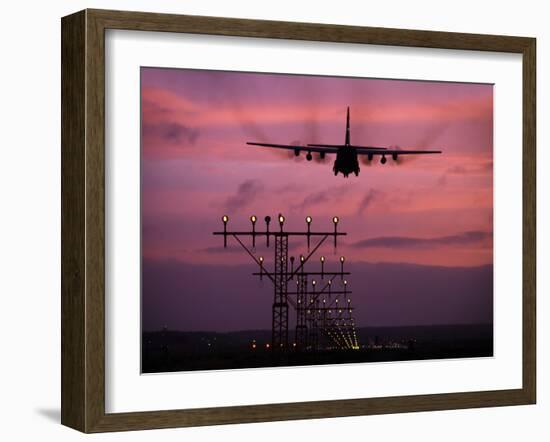 A C-130J Super Hercules Landing at Ramstein Air Base, Germany-Stocktrek Images-Framed Photographic Print