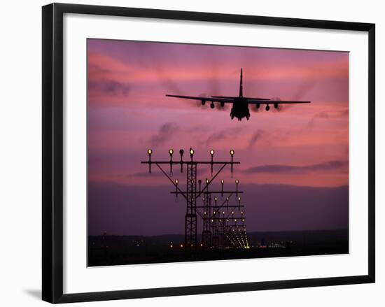 A C-130J Super Hercules Landing at Ramstein Air Base, Germany-Stocktrek Images-Framed Photographic Print