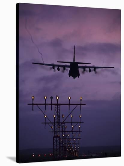 A C-130J Super Hercules Landing at Ramstein Air Base, Germany-Stocktrek Images-Stretched Canvas