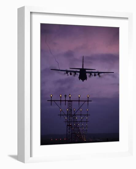 A C-130J Super Hercules Landing at Ramstein Air Base, Germany-Stocktrek Images-Framed Photographic Print