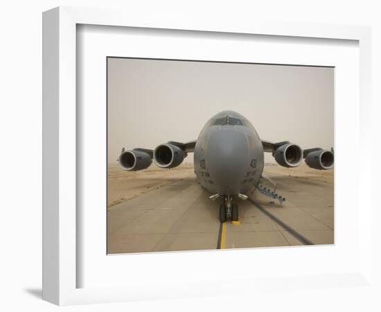 A C-17 Globemaster Iii Sits on the Runway at Cob Speicher, Iraq-null-Framed Photographic Print