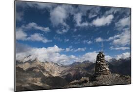 A cairn on top of the Dung Dung La in Ladakh, a remote Himalayan region in north India, Asia-Alex Treadway-Mounted Photographic Print