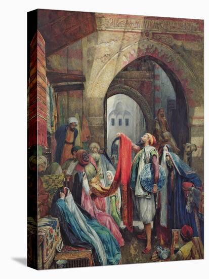 A Cairo Bazaar - the Della'L, 1875 (W/C Heightened with Bodycolour and Gum Arabic on Paper)-John Frederick Lewis-Stretched Canvas