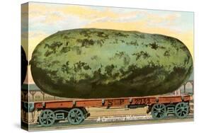 A California Watermelon, on Flatbed Train Car-null-Stretched Canvas
