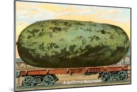 A California Watermelon, on Flatbed Train Car-null-Mounted Art Print