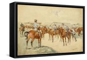 A Call to Arms ('Dragoons, Mount!') 1892-93 (W/C, Gouache, Pen & Ink, Pencil & Bodycolour on Paper)-Frederic Remington-Framed Stretched Canvas