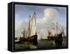 A Calm: a Dutch States Yacht Firing a Salute-Willem Van De, The Younger Velde-Framed Stretched Canvas