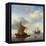 A Calm - a Smalschip and a Kaag at Anchor with an English Man-O'-War Beyond-Willem Van De, The Younger Velde-Framed Stretched Canvas