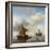 A Calm - a Smalschip and a Kaag at Anchor with an English Man-O'-War Beyond-Willem Van De, The Younger Velde-Framed Giclee Print