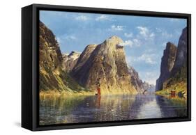 A Calm Day on the Fjord-Adelsteen Normann-Framed Stretched Canvas