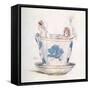 'A calm in a tea-cup' by Kate Greenaway-Kate Greenaway-Framed Stretched Canvas