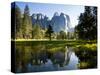 A Calm Reflection of the Cathedral Spires in Yosemite Valley in Yosemite, California-Sergio Ballivian-Stretched Canvas