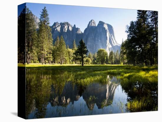 A Calm Reflection of the Cathedral Spires in Yosemite Valley in Yosemite, California-Sergio Ballivian-Stretched Canvas