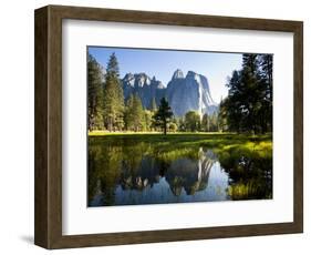 A Calm Reflection of the Cathedral Spires in Yosemite Valley in Yosemite, California-Sergio Ballivian-Framed Photographic Print