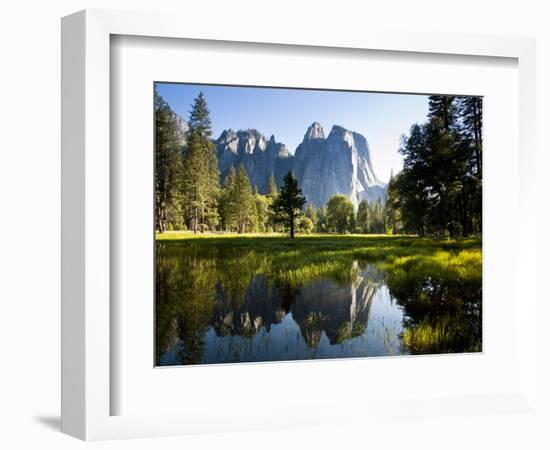 A Calm Reflection of the Cathedral Spires in Yosemite Valley in Yosemite, California-Sergio Ballivian-Framed Photographic Print