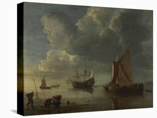 A Calm Sea, 1655-1657-Hendrick Jacobsz Dubbels-Stretched Canvas