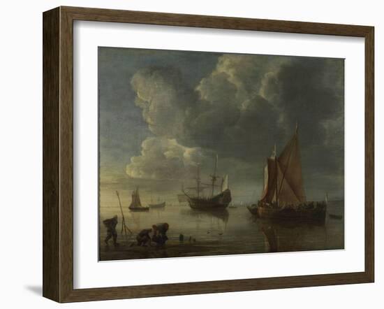 A Calm Sea, 1655-1657-Hendrick Jacobsz Dubbels-Framed Giclee Print