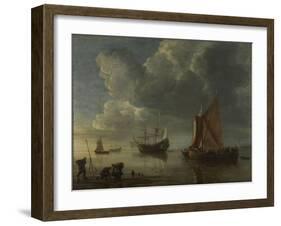 A Calm Sea, 1655-1657-Hendrick Jacobsz Dubbels-Framed Giclee Print