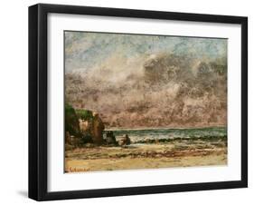 A Calm Seascape (Oil on Canvas)-Gustave Courbet-Framed Giclee Print