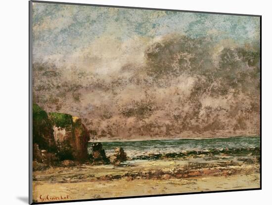 A Calm Seascape (Oil on Canvas)-Gustave Courbet-Mounted Giclee Print