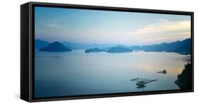 A calm view of southeast Qiandao Lake in Zhejiang province at dusk, Zhejiang, China, Asia-Andreas Brandl-Framed Stretched Canvas