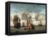 A Calm with British Shipping at Anchor-L^ deMan-Framed Stretched Canvas