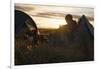 A camper sits in the evening sun, Picws Du, Black Mountain, Brecon Beacons National Park, Wales, Un-Charlie Harding-Framed Photographic Print