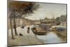 A Canal in Quimperle, 20Th Century (Oil on Canvas)-Jean Francois Raffaelli-Mounted Giclee Print