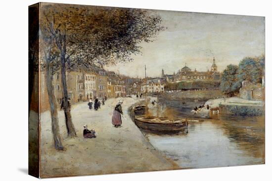 A Canal in Quimperle, 20Th Century (Oil on Canvas)-Jean Francois Raffaelli-Stretched Canvas