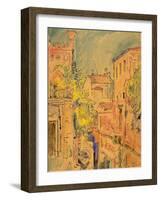 A Canal in Venice, 1922 (W/C, Ink and Pencil on Paper)-George Leslie Hunter-Framed Giclee Print