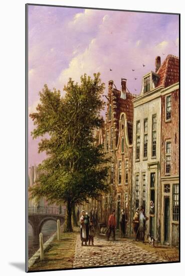 A Canal Scene in Germany (Oil on Wood)-Johannes Franciscus Spohler-Mounted Giclee Print