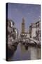 A Canal Scene, Venice-Cleofas Almanza-Stretched Canvas