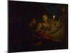 A Candlelight Scene, a Man Offering a Gold Chain and Coins to a Girl Seated on a Bed, Ca. 1665-1667-Godfried Cornelisz Schalcken-Mounted Giclee Print