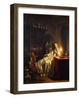 A Candlelit Interior with a Lady Seated at a Table, 1865-Petrus van Schendel-Framed Giclee Print