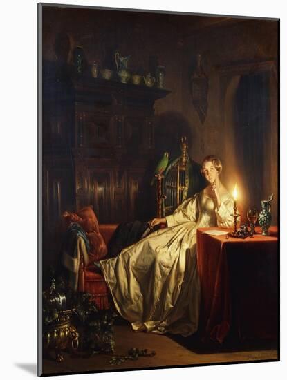 A Candlelit Interior with a Lady Seated at a Table, 1865-Petrus van Schendel-Mounted Giclee Print
