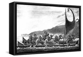 A Canoe of the Sandwich Islands, Late 18th Century-Page-Framed Stretched Canvas