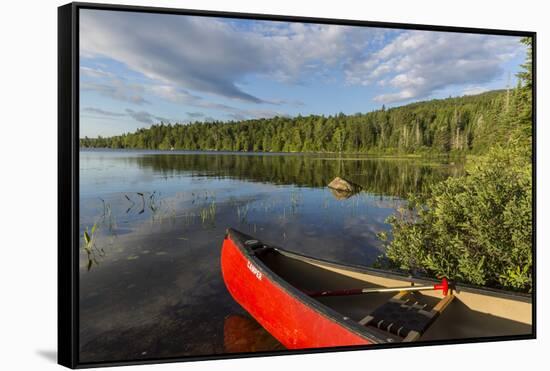 A Canoe on the Shore of Bald Mountain Pond. Bald Mountain Township, Maine-Jerry and Marcy Monkman-Framed Stretched Canvas