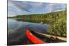 A Canoe on the Shore of Bald Mountain Pond. Bald Mountain Township, Maine-Jerry and Marcy Monkman-Stretched Canvas