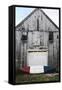 A Canoe Sits In Front Of A Weathered Old Boat House On The Coast Of Maine-Erik Kruthoff-Framed Stretched Canvas