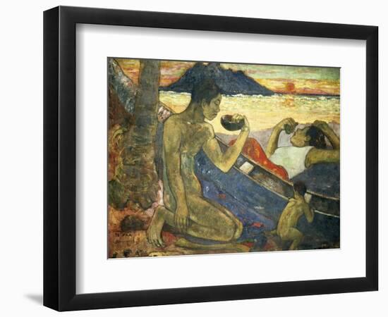 A Canoe (Tahitian Family), 1896-Paul Gauguin-Framed Giclee Print