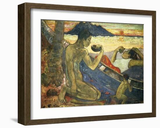 A Canoe (Tahitian Family), 1896-Paul Gauguin-Framed Giclee Print