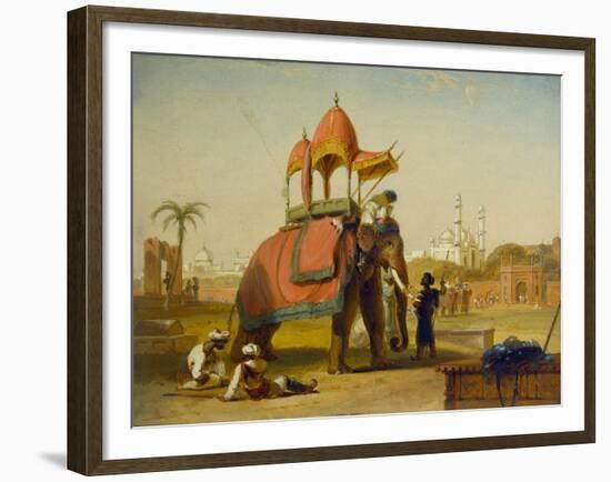 A Caparisoned Elephant - Scene Near Delhi (A Scene in the East Indies), 1832-William Daniell-Framed Giclee Print