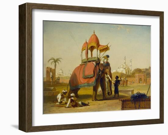 A Caparisoned Elephant - Scene Near Delhi (A Scene in the East Indies), 1832-William Daniell-Framed Giclee Print